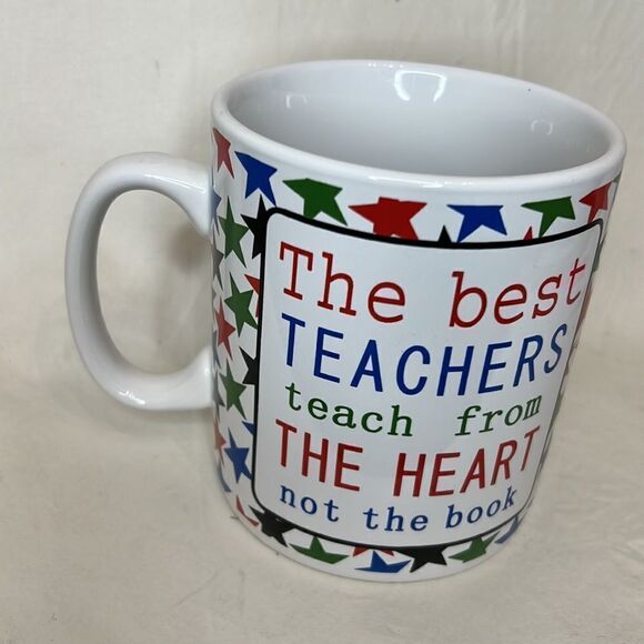 The Best Teachers Teach From The Heart Not The Book Coffee Tea Mug 4 Cups Stars - Picture 2 of 6